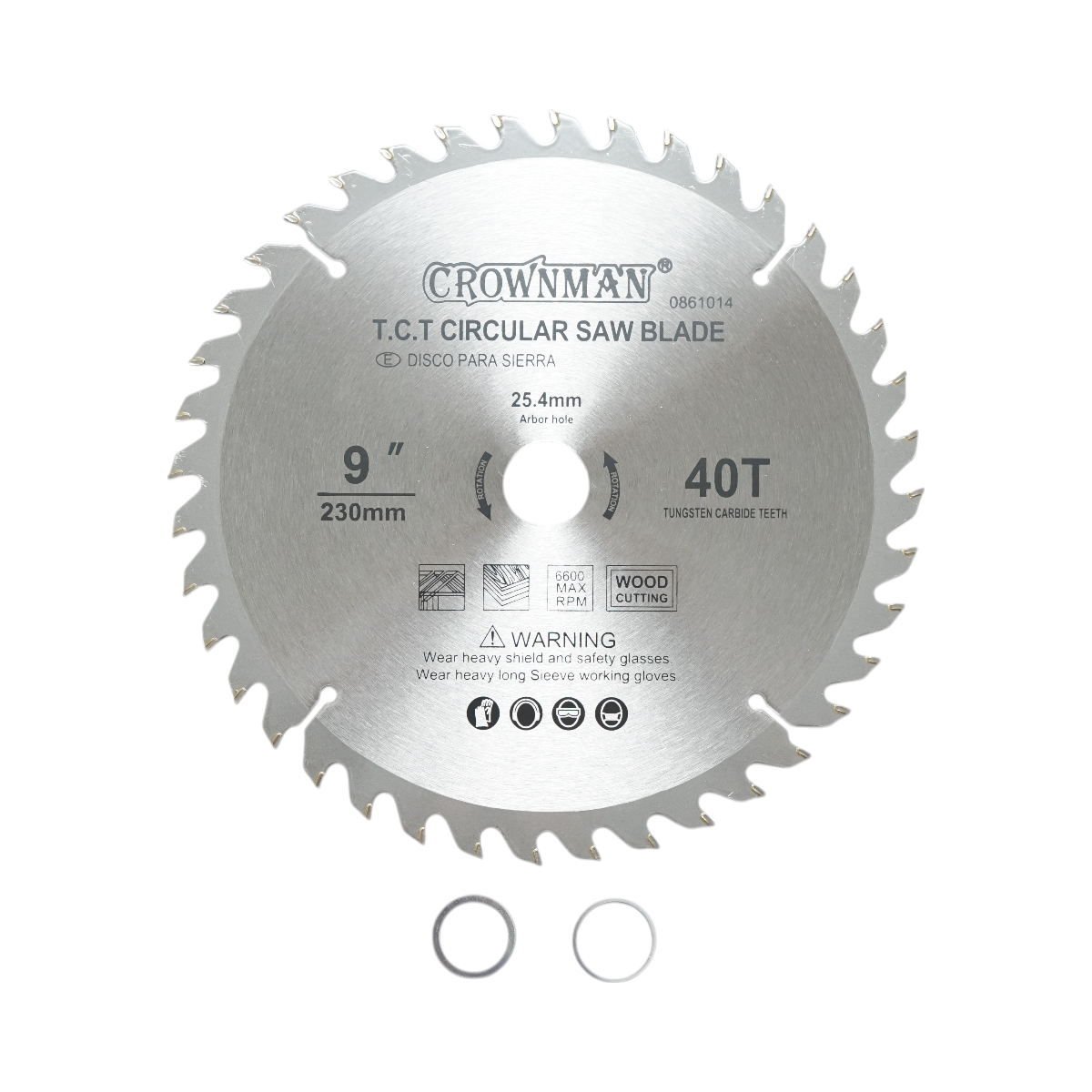 Kör alakú tárcsa fához 230x25,4mm, max. fordulatszám 6600rpm, 40 fog Crownman