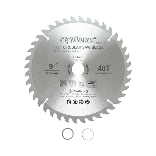 Kör alakú tárcsa fához 230x25,4mm, max. fordulatszám 6600rpm, 40 fog Crownman