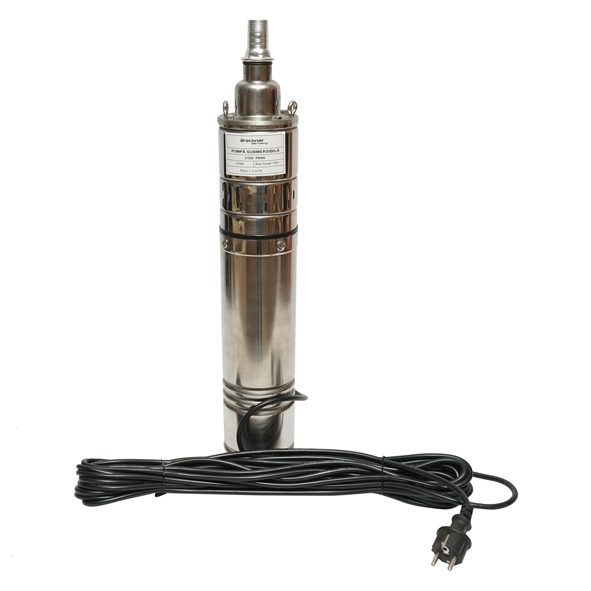 Merülő vízszivattyú, búvár szivattyú D100mm, 370W, 220V, áramlás 1,2 m3/h, H70m, 2860 rpm 4QGD1.2-50-0.37 Breckner Germany merülő szivattyú