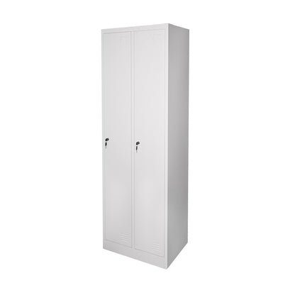 Fém dupla szekrény 1800x600x450mm, 2 ajtóval, polccal és rúddal, szürke Breckner Germany