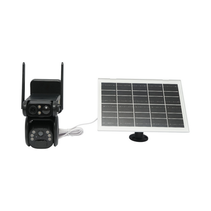 6MP kétlencsés megfigyelő kamera, 4G, WIFI 2,4 GHz, napelemmel, 9000 mAh akkumulátorral, PTZ vezérléssel, mozgásérzékelővel, emberi PIR érzékelővel, éjjellátó és Ubox alkalmazással.