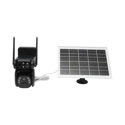6MP kétlencsés megfigyelő kamera, 4G, WIFI 2,4 GHz, napelemmel, 9000 mAh akkumulátorral, PTZ vezérléssel, mozgásérzékelővel, emberi PIR érzékelővel, éjjellátó és Ubox alkalmazással.