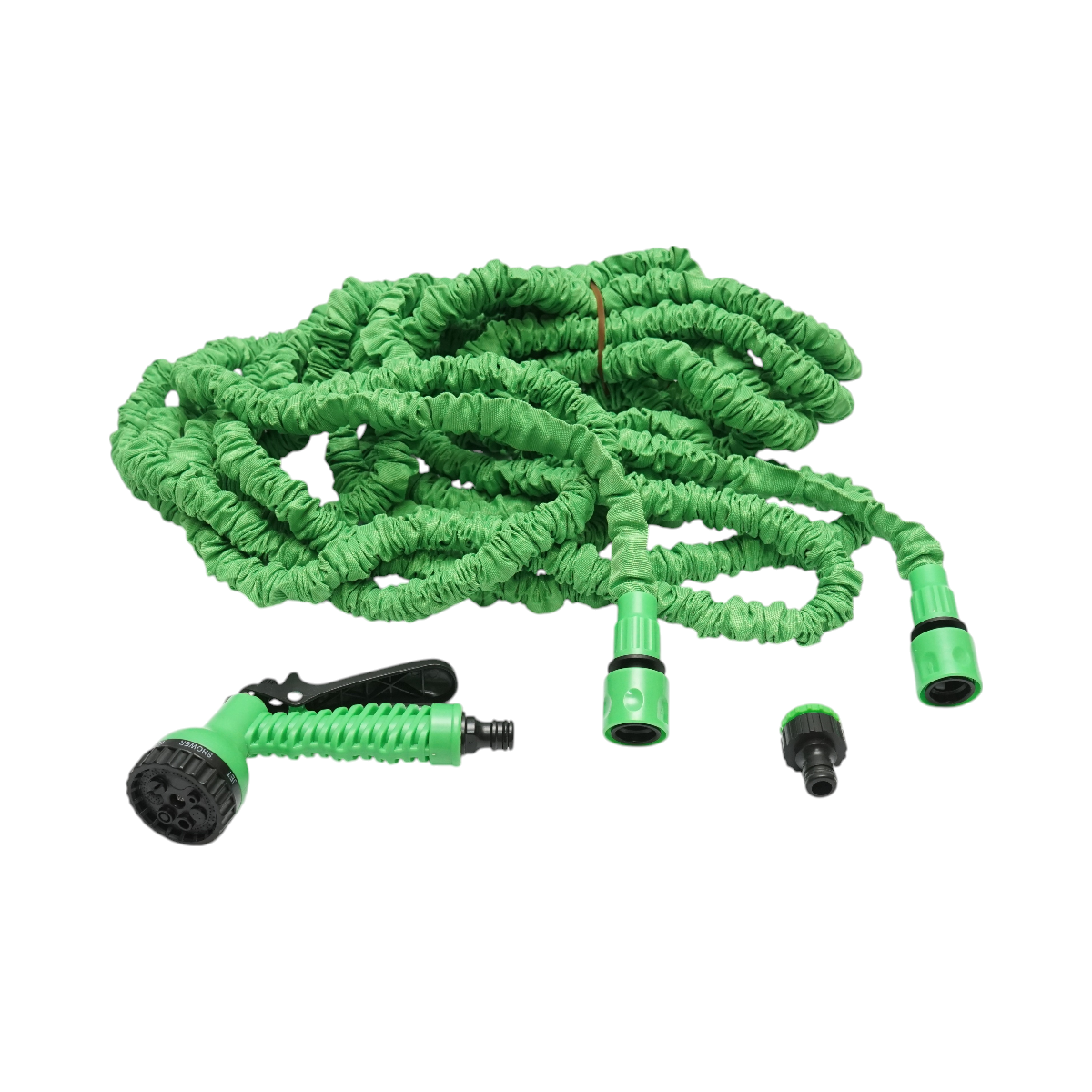 10-30m latex kerti tömlő, slag, 10-30m 7 irányban állítható fúvókával, 3/4 adapterrel, 1/2" gyorscsatlakozóval