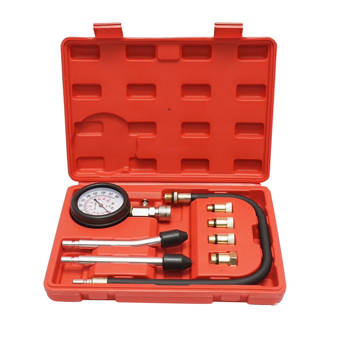 Benzinmotor kompressziómérő készlet mechanikus mérőműszerrel 0-20 bar Breckner Germany