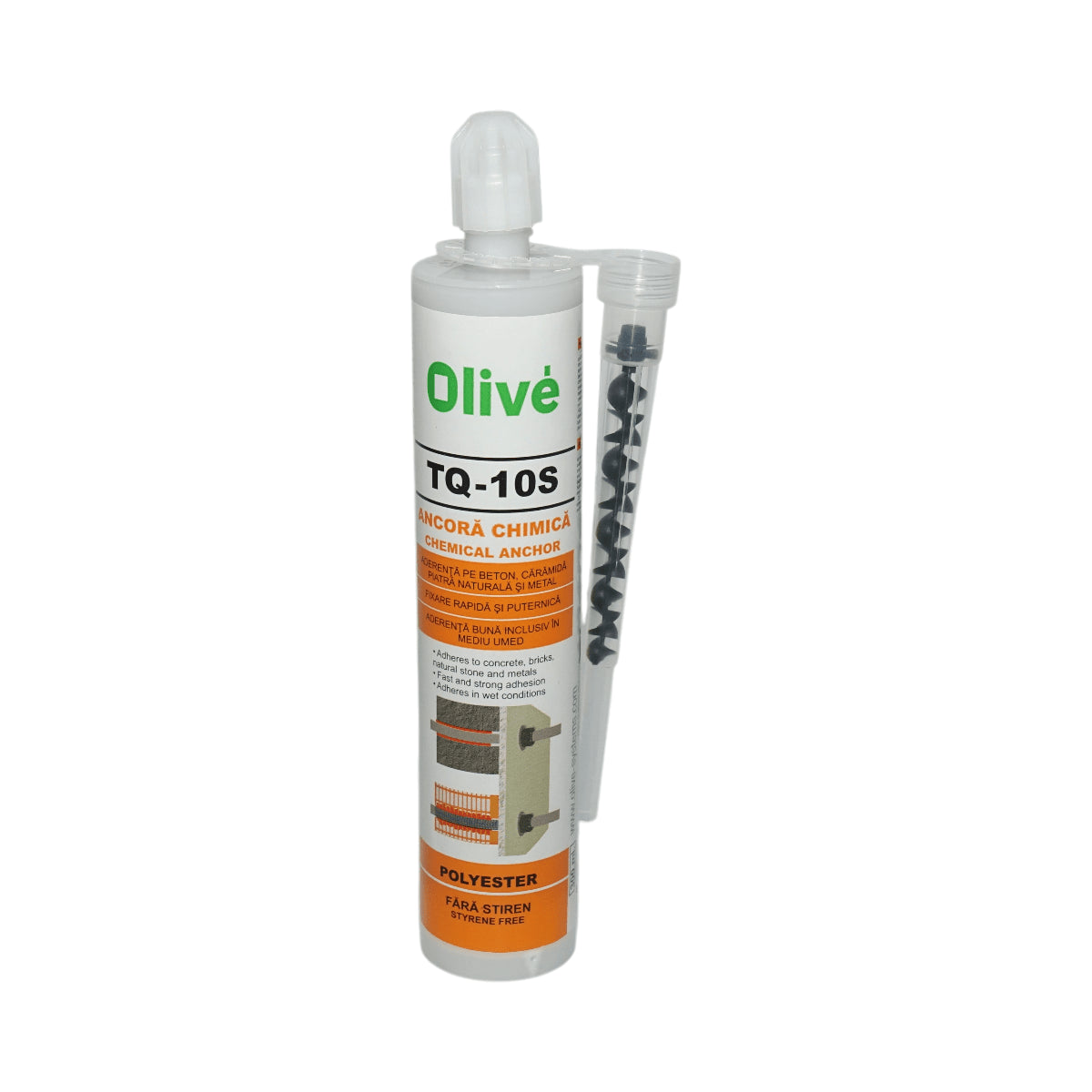 Szürke poliészter gyantán alapuló kétkomponensű, sztirolmentes kémiai horgony 300ml OLIVE OLIVE TQ-10S TQ-10S Penosil