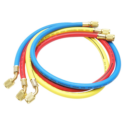 Tömlőkészlet 90 cm 3 színű tömlő készlet freon töltéshez R12, R22, R134a, 404, 502, 404, 502