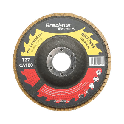 T27 T27 CA100, 125x22mm csiszolókorong rozsdamentes acél és fém csiszolásához/polírozásához Breckner Germany