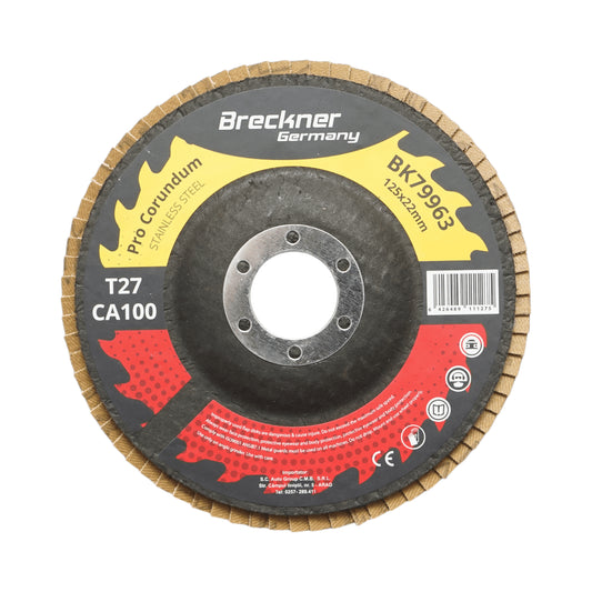 T27 T27 CA100, 125x22mm csiszolókorong rozsdamentes acél és fém csiszolásához/polírozásához Breckner Germany