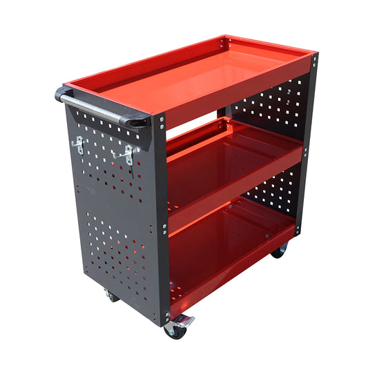 Kerekes fém kocsi 3 polccal és szerszámtartókkal 670x370x730mm