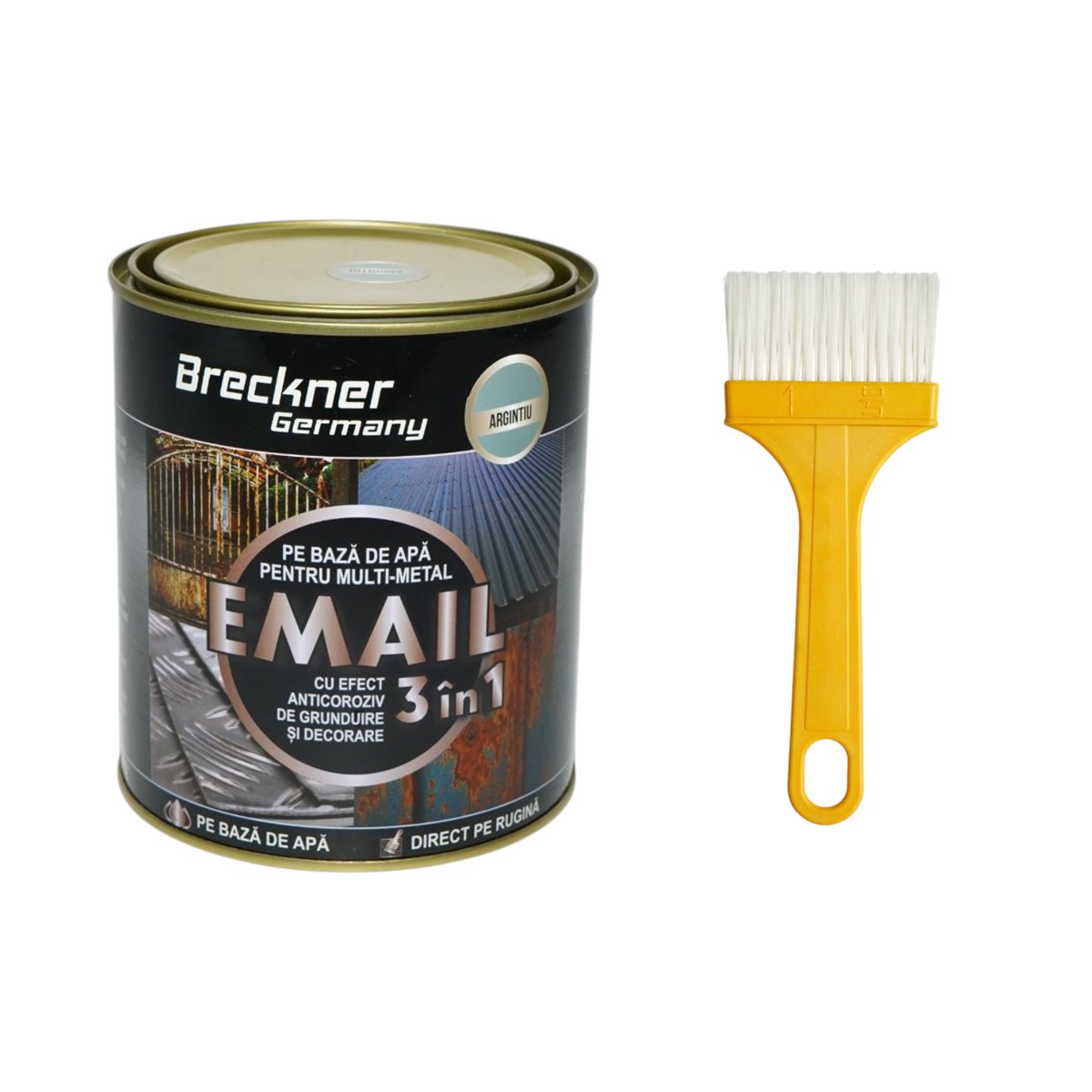Breckner Germany 3 az 1-ben rozsdagátló zománc festék fém felületekhez 750g ezüst, közvetlenül a rozsdára, vízalapú