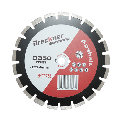 Gyémánt szegmentált tárcsa 350x25.4mm, A40 szegmens 12mm aszfalthoz, friss betonhoz Breckner Germany