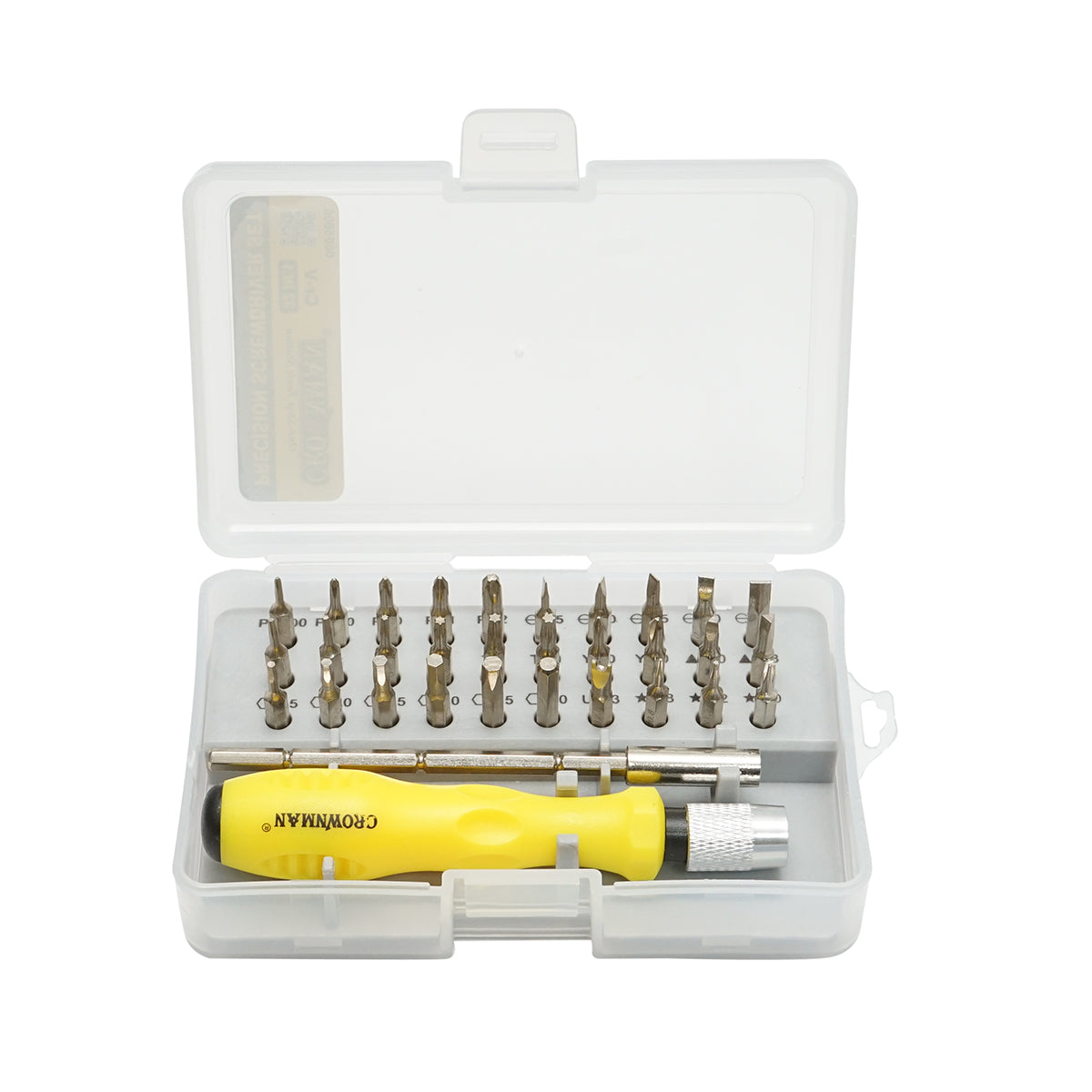 Precíziós csavarhúzó készlet bitekkel, torx, hex 30 darab Crownman