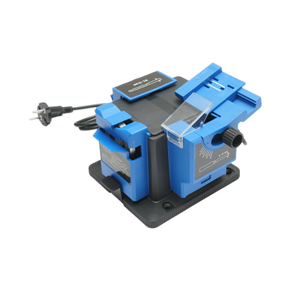 Elektromos kés élességítő gép 220V, 65W, 7000rpm, szög 15-50°, élességítési szélesség 6-51mm, fúrók 3-13mm, olló, vésők, gyalufák