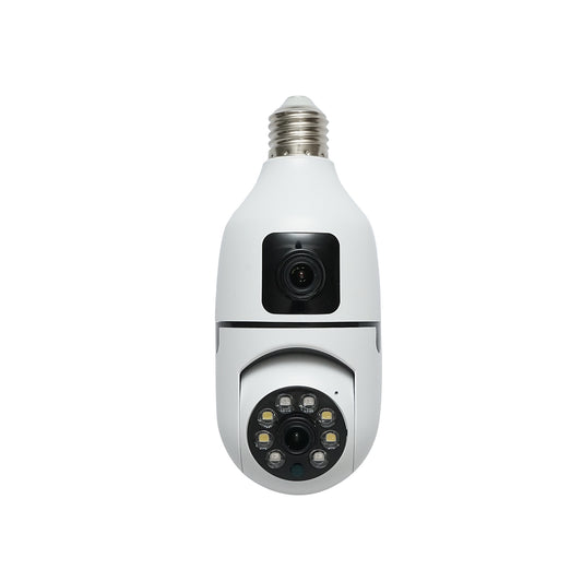 Felügyeleti kamera 2 objektíves intelligens izzó PTZ, WIFI 2.4G 1080P FHD 2MP, E27 izzó típus mozgásérzékelővel, éjjellátó és V380 Pro alkalmazással.