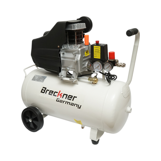 50 literes légkompresszor, motor teljesítménye 1,9 kW/2,5 LE, maximális nyomás 8 bar, levegőbeömlési térfogat 185 l/perc Breckner Germany