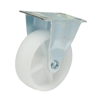 Rögzített kerék 73x25mm fék nélkül, fehér polipropilén, acél lemez 70x44mm 45kg