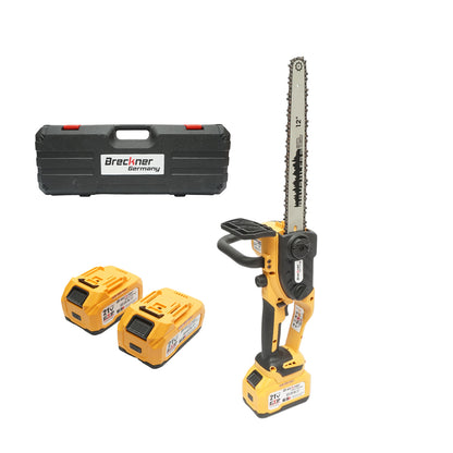 Professzionális elektromos láncfűrész 1060W 2 darab 21V, 6Ah Li-ion akkumulátorral, brushless motor, 12 inch (300mm) lánc Breckner Germany