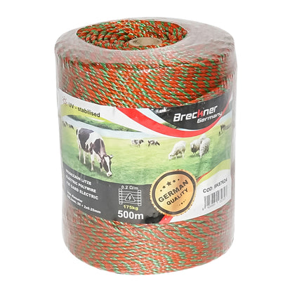 Narancssárga-zöld fi 3 mm 3x0,2mm SS + 2x0,25mm CU, 500m elektromos kerítés Breckner Germany