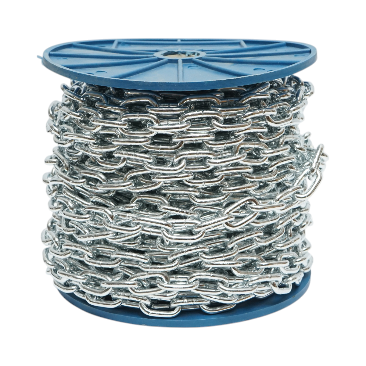 Galvanizált lánc 4.7x19x17mm DIN5685A 30m/tekercs műanyag dob
