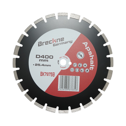 Gyémánt szegmentált tárcsa 400x25.4mm, A40 szegmens 12mm aszfalthoz, friss betonhoz Breckner Germany