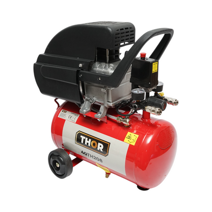 Légkompresszor 24L, motorteljesítmény 1,5KW/2CP, maximális nyomás 8 bar, szívólevegő térfogat 195L THOR