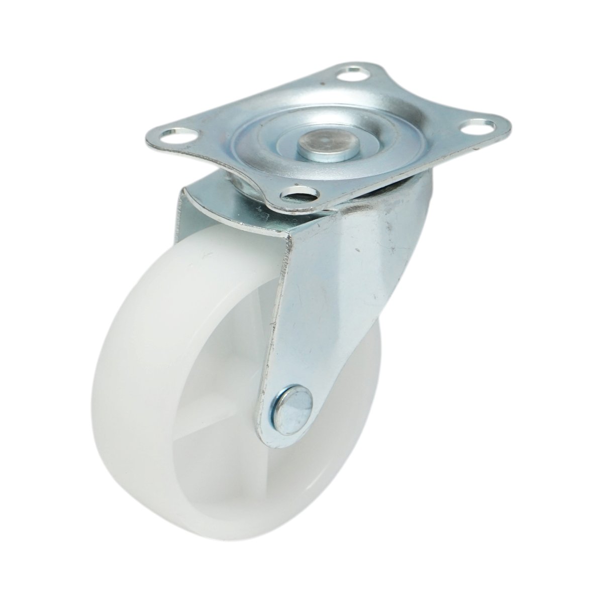 Forgó kerék 73x25mm fék nélkül, fehér polipropilén, acél lemez 70x58mm 45kg