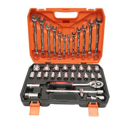 Breckner Germany 1/2 hajtómű gyorskioldású racsnis kulccsal, 8-32mm csőkulcsok és 8-19mm kombinált fix kulcsok, 37 részes készlet
