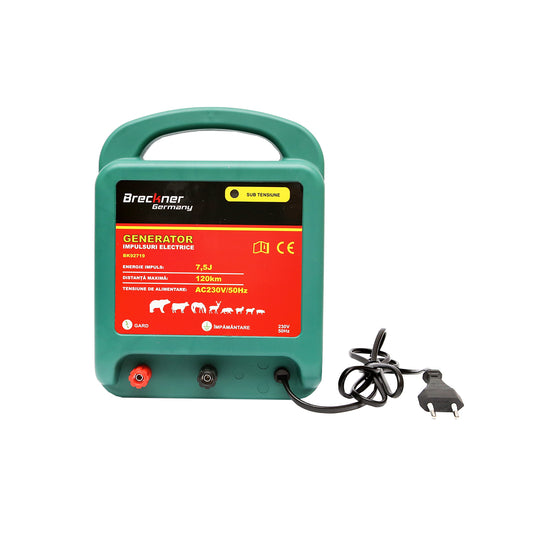 Impulzusgenerátor, villanypásztor készülék AC230V/50Hz 7.5 Joule, 120km elektromos kerítéshez Breckner Germany