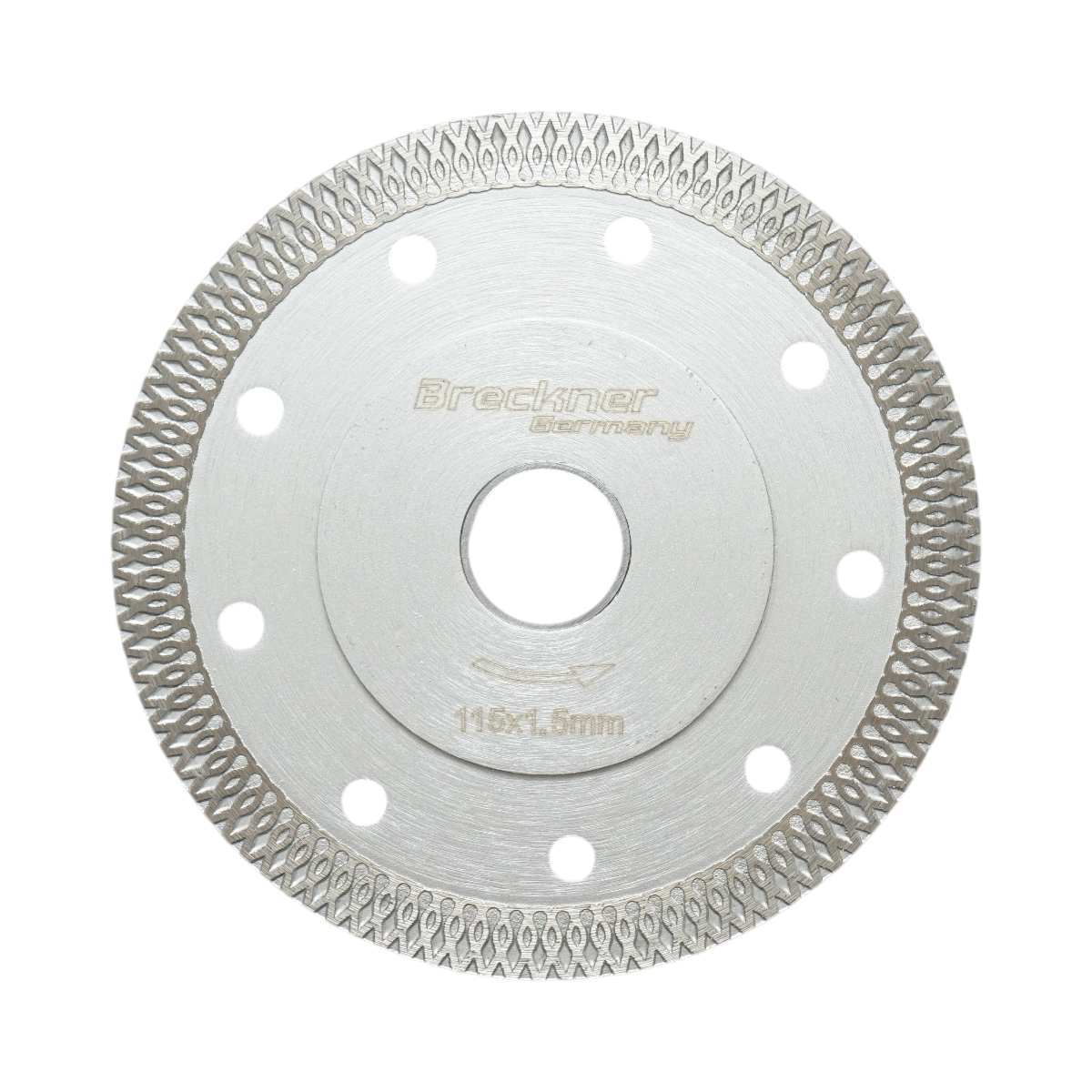 Gyémánt korong turbo folyamatos 115x1.5x22.23mm, nedves/száraz vágás kemény kerámia, gres, csempe Breckner Germany