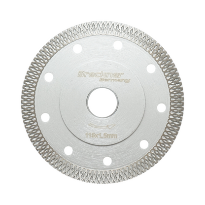 Gyémánt korong turbo folyamatos 115x1.5x22.23mm, nedves/száraz vágás kemény kerámia, gres, csempe Breckner Germany