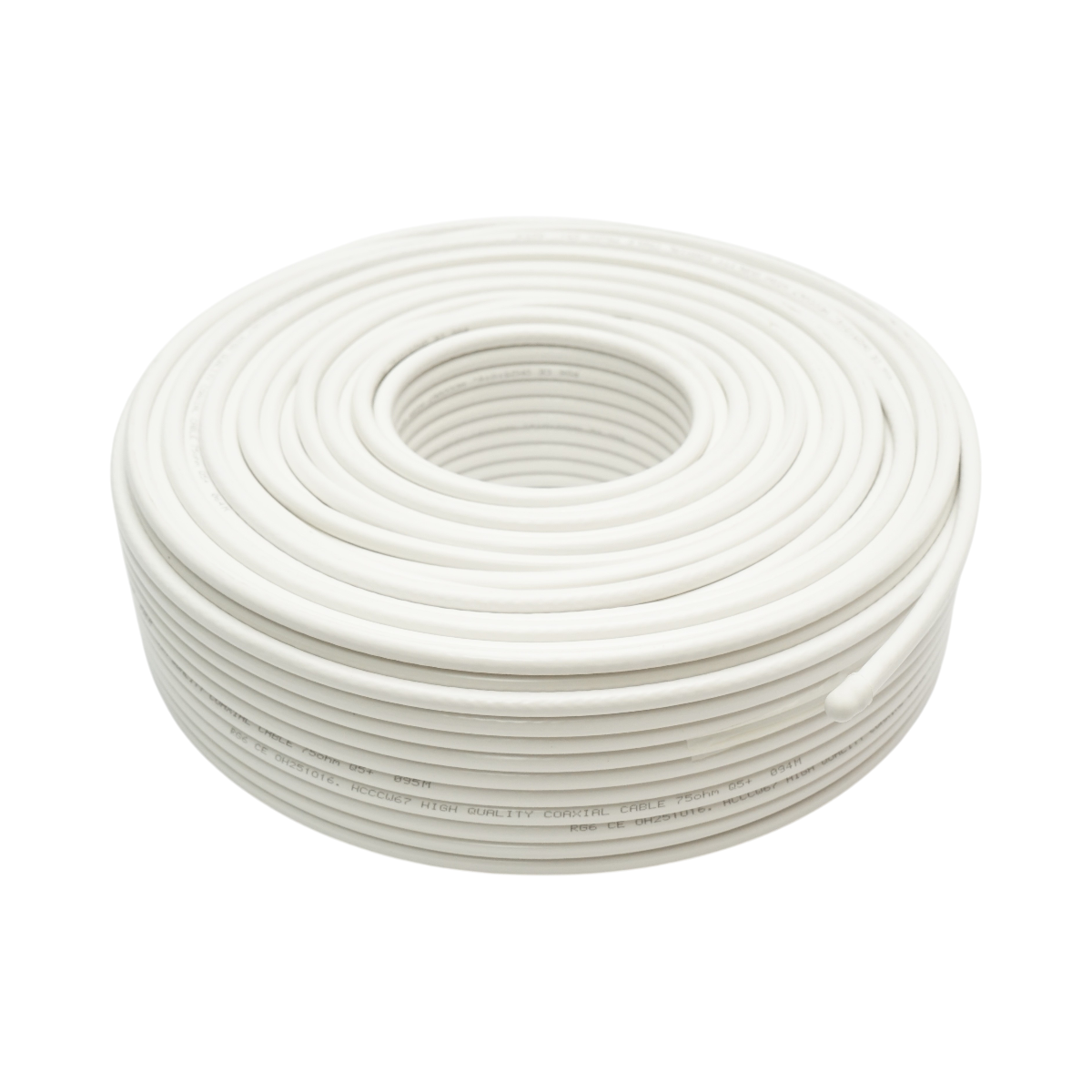 RG6 koaxiális CCTV kábel Q5+ 1mm réz, 75 Ohm, fehér PVC 100m/tekercs