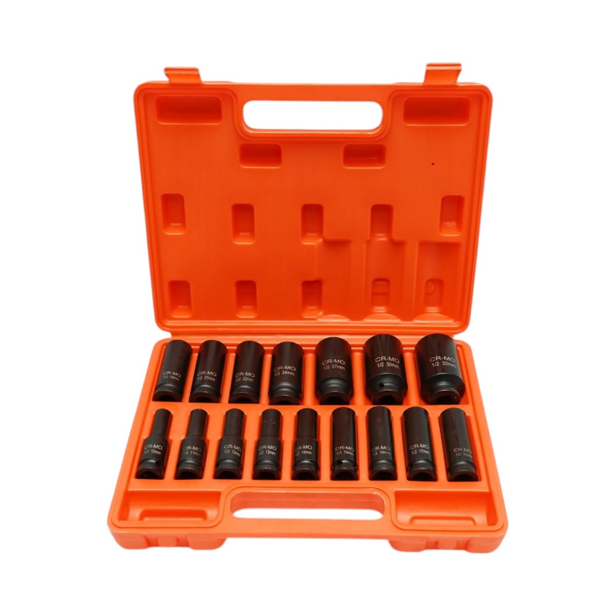 Breckner Germany hosszú ütőkulcs készlet, Ütődugókulcs készlet 10-32mm, 1/2 inch négyzet Cr-Mo 16 darab