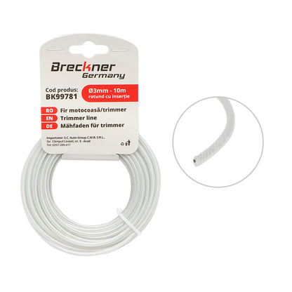 Fűkasza damil, kerek, fém betéttel 3mmx10m Breckner Germany
