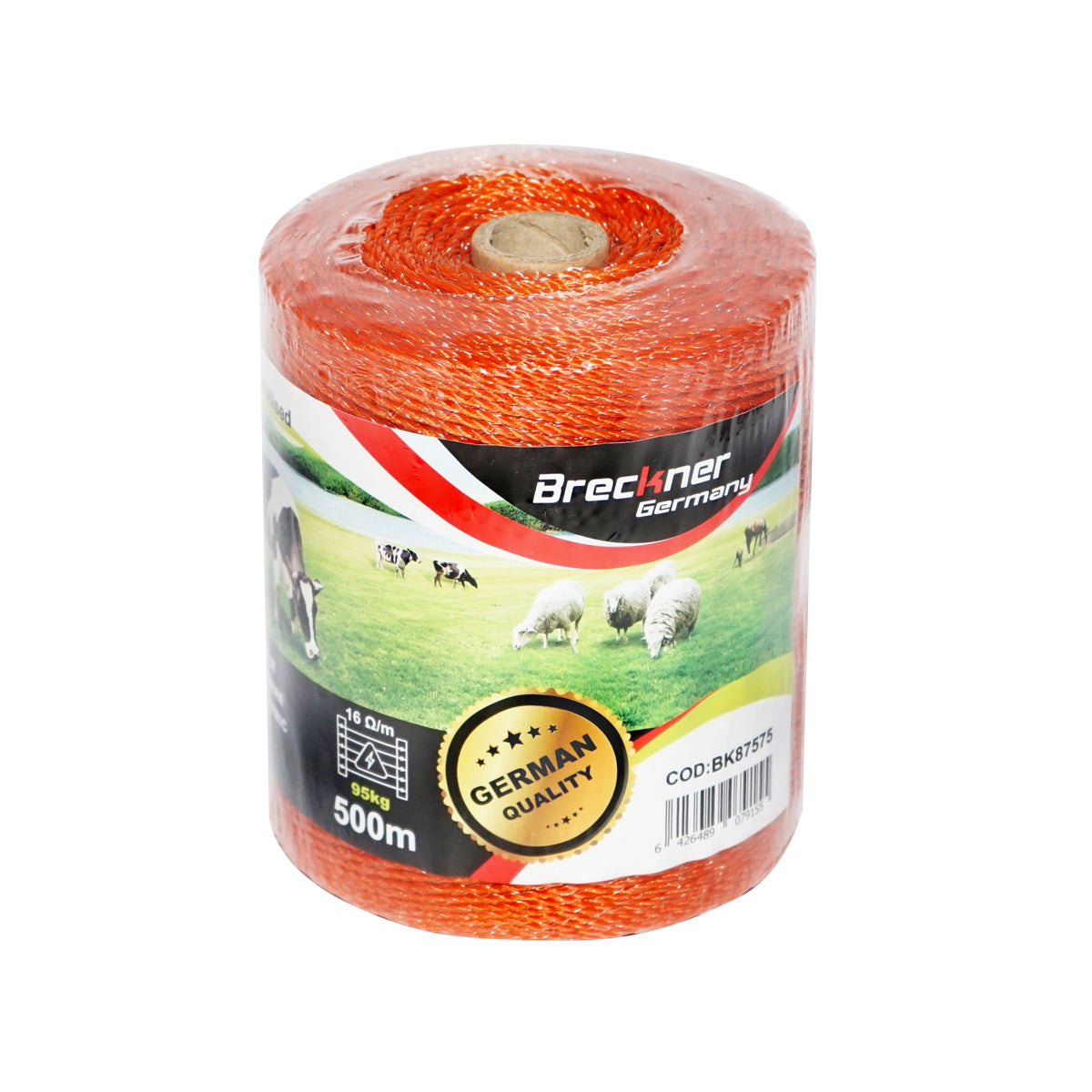 Narancssárga drót orsó legyen 2mm legyen 2mm fém betét 3x0.15mm SS, ellenállás 16 Ohm/m, 500m elektromos kerítés Breckner Germany