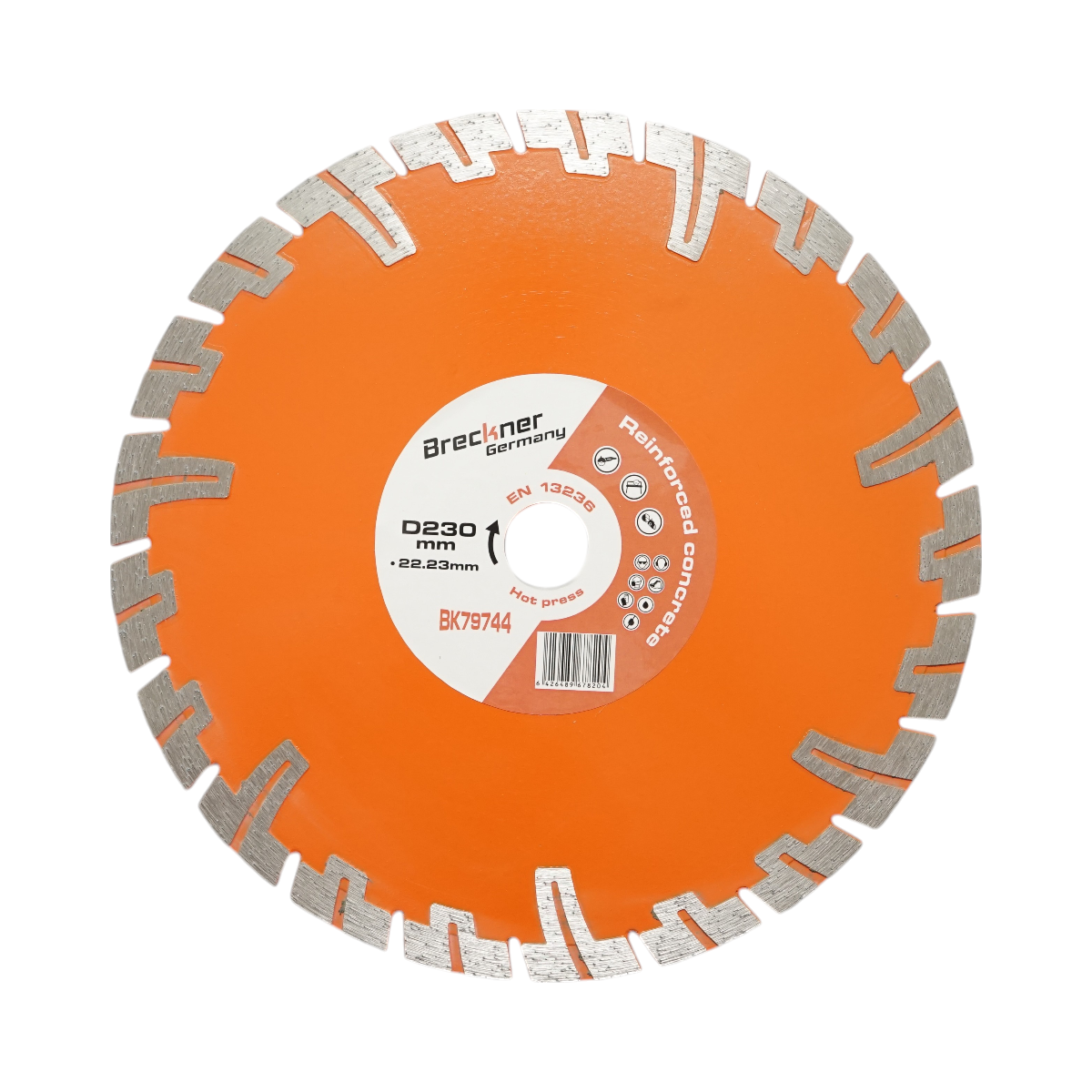 Turbo szegmentált gyémánt tárcsa 230x22.23mm, szegmens 8mm BCA, tégla, esztrich, vasbeton Breckner Germany