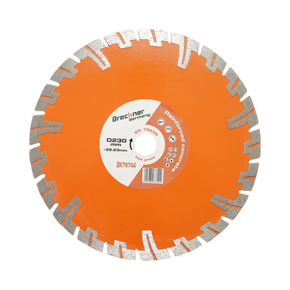 Turbo szegmentált gyémánt tárcsa 230x22.23mm, szegmens 8mm BCA, tégla, esztrich, vasbeton Breckner Germany