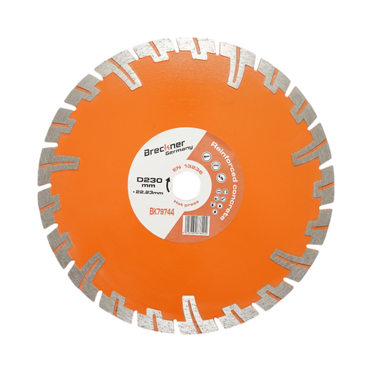Turbo szegmentált gyémánt tárcsa 230x22.23mm, szegmens 8mm BCA, tégla, esztrich, vasbeton Breckner Germany