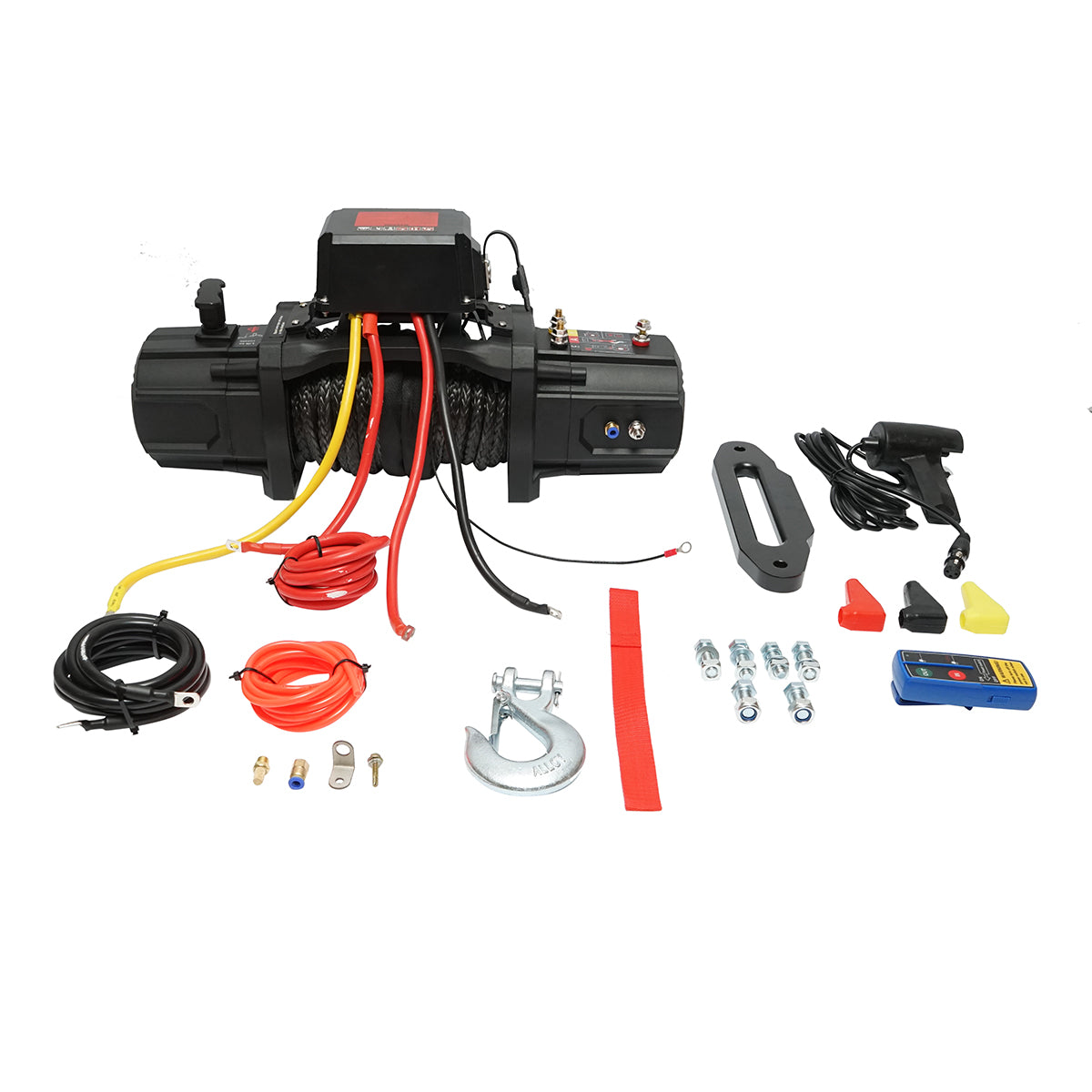 Elektromos csörlő távirányítóval 12V, 6.1T (13500lbs) 6.5CP, szintetikus kábel 9x24m, mágnesszelep 400A Breckner Germany