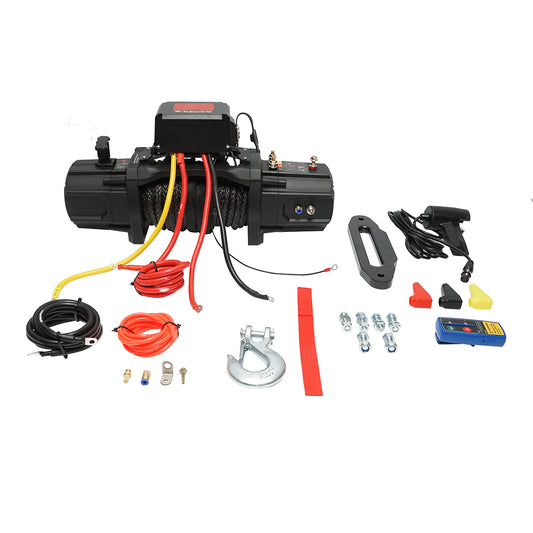 Elektromos csörlő távirányítóval 12V, 6.1T (13500lbs) 6.5CP, szintetikus kábel 9x24m, mágnesszelep 400A Breckner Germany