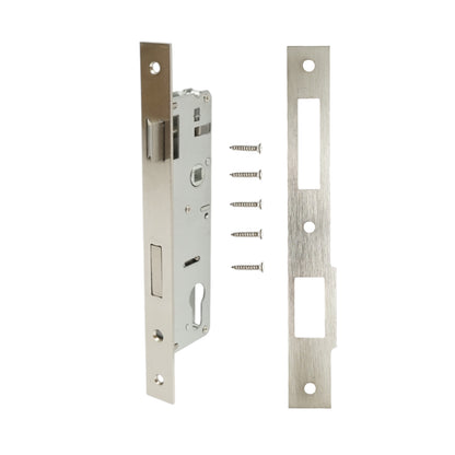 Beépített ajtózár nyelvvel 48x174mm, előlap 23x240mm, szatén nikkel, csavarok mellékelve