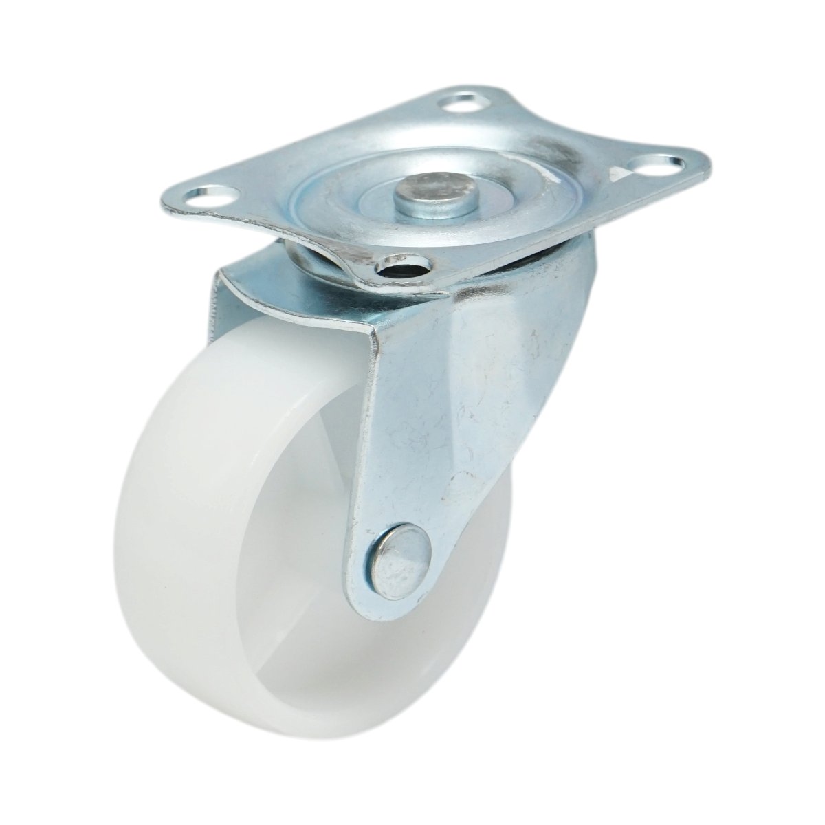 Forgó kerék 65x23mm fék nélkül, fehér polipropilén, acél lemez 70x58mm 35kg