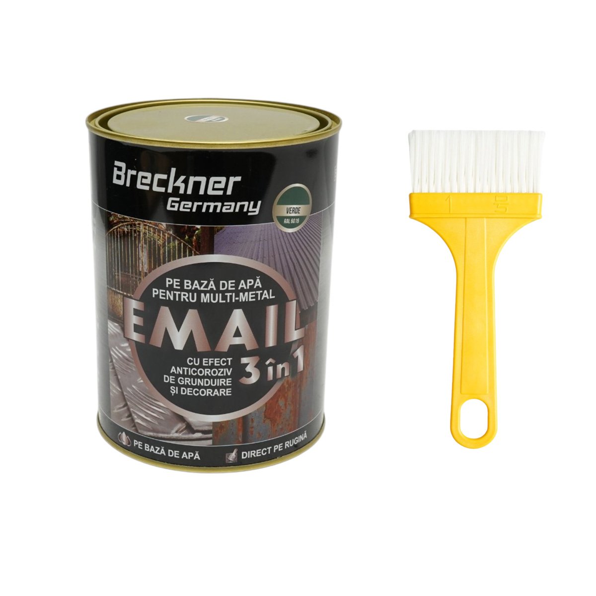 Rozsdagátló email festék 3 az 1-ben zöld 6016 fémhez 2kg, közvetlenül a rozsdára, vízalapú Breckner Germany