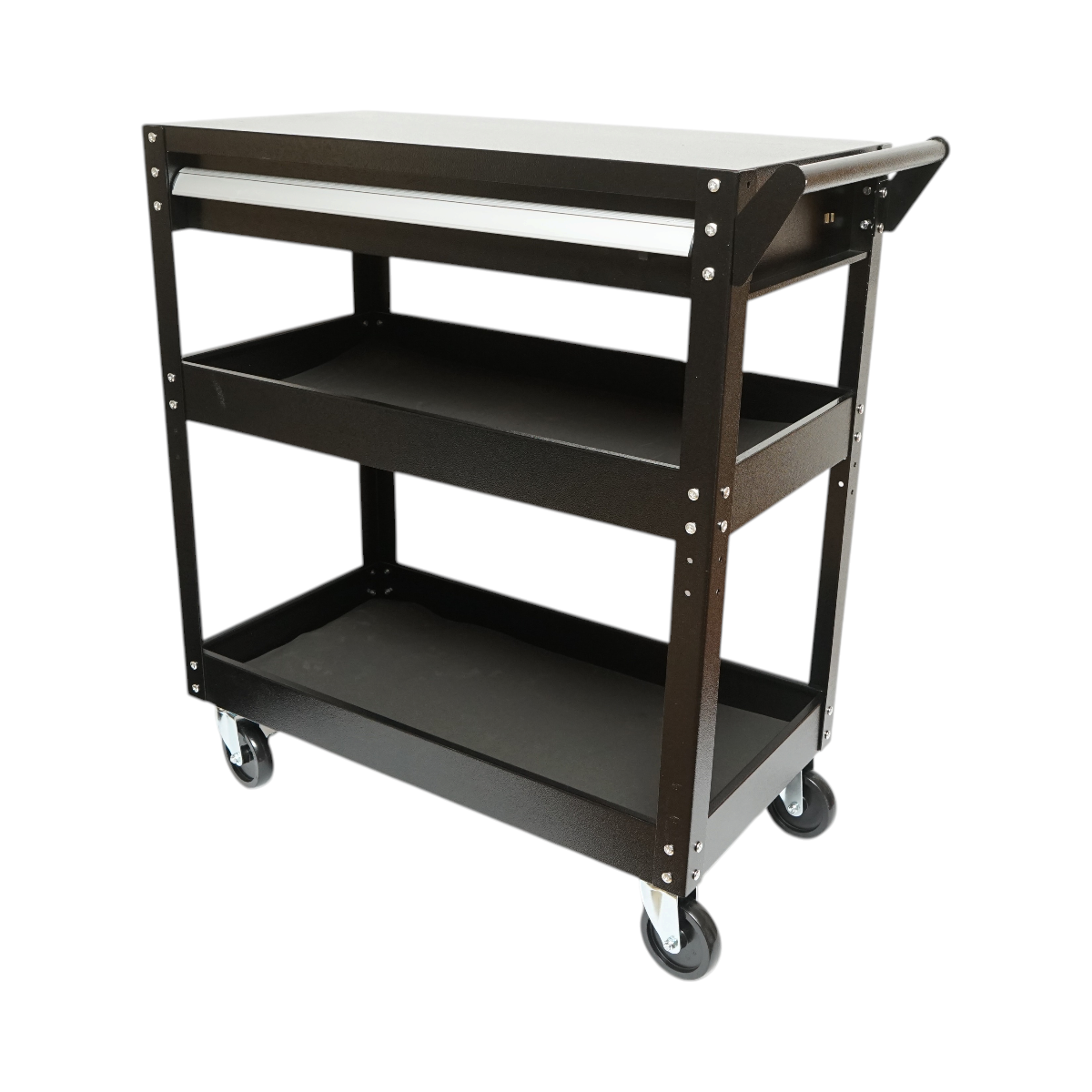 Szerszámkocsi műhelyi fém kerekeken 3 polccal és 1 fiókkal 775x410x895mm Breckner Germany