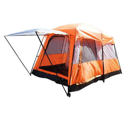 Kemping sátor 2-4 fő részére, terasszal, vízálló, UV védelemmel és rovarhálóval 330x210x180cm