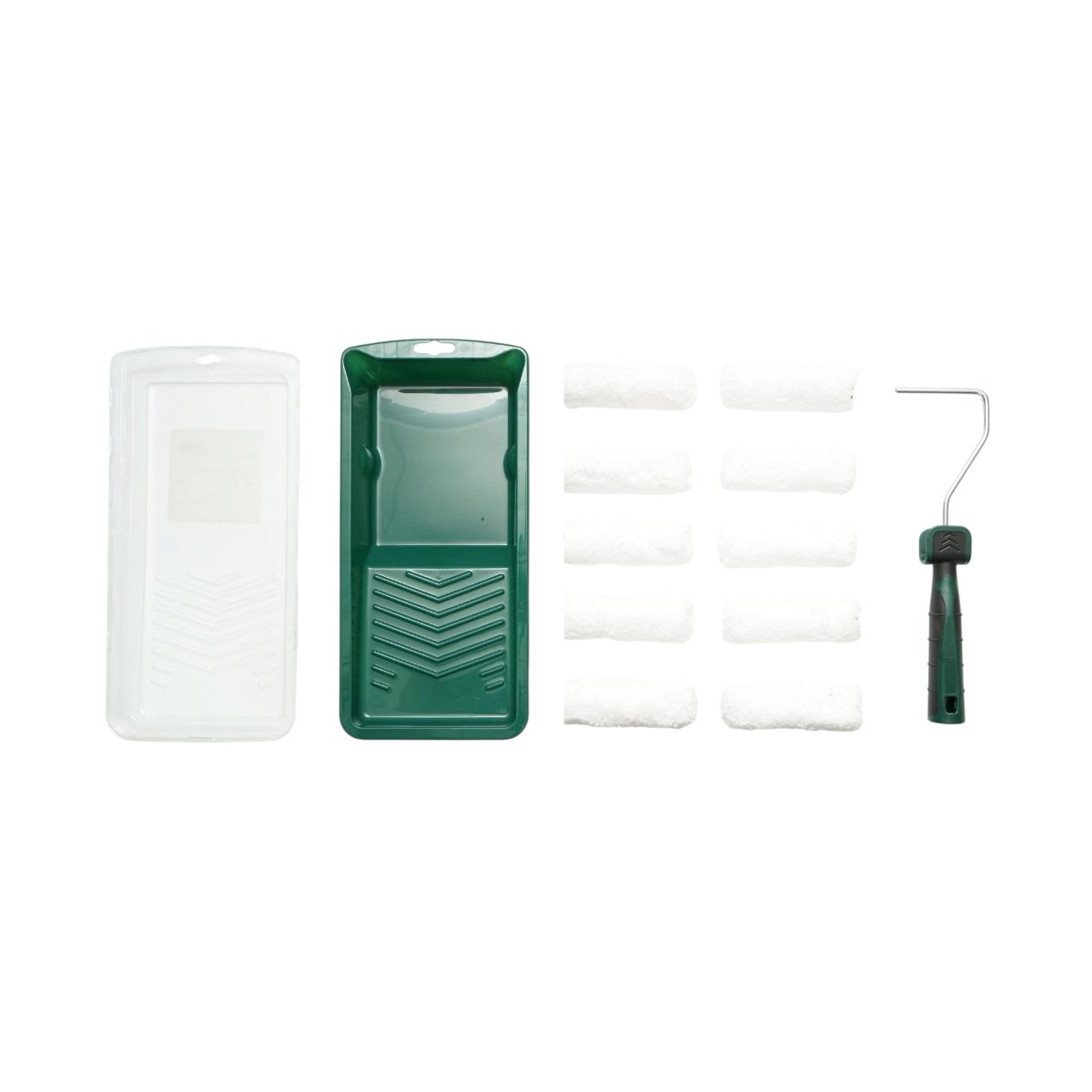 Mini festőhenger szett 10 darab mikroszálas 10cm-es hengerrel, 2K nyél, festékcsészével, tartalék csészével 13 darabos Breckner Germany