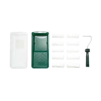 Mini festőhenger szett 10 darab mikroszálas 10cm-es hengerrel, 2K nyél, festékcsészével, tartalék csészével 13 darabos Breckner Germany