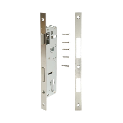 Beépített ajtózár nyelvvel 38x174mm, előlap 16x240mm, szatén nikkel, csavarok mellékelve