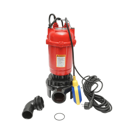 Merülő szennyvízszivattyú, merülő vízelvezető úszóval és chopperrel 2600W, 220V, H12m, áramlási sebesség 333 L/min, kábel 8m Breckner Germany