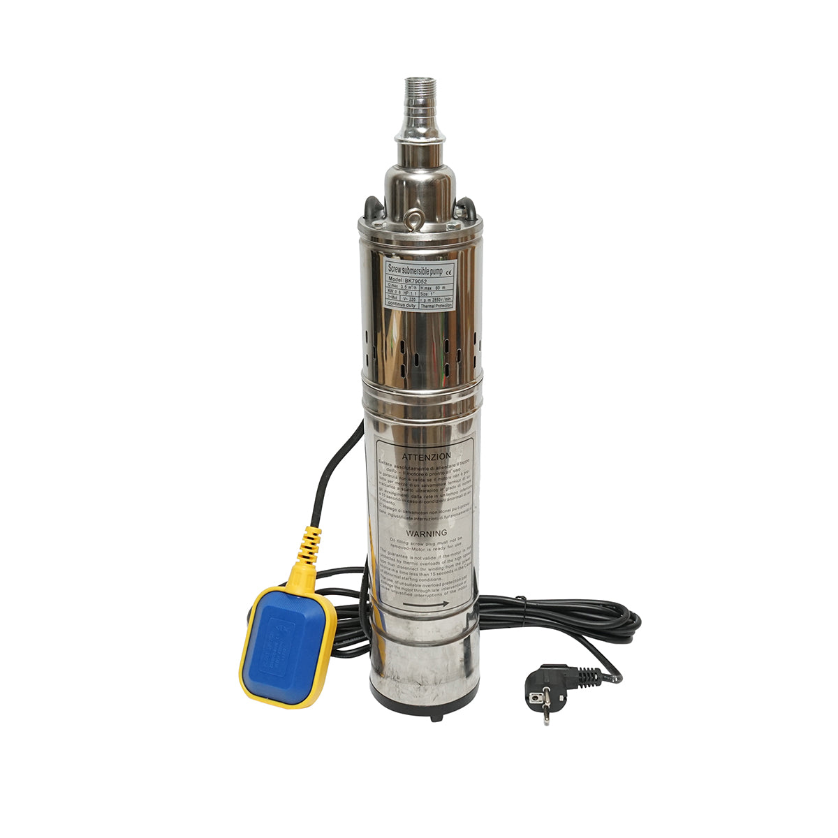 Merülő vízszivattyú úszóval 800W, 58L/min H60m, 220V, 2850 rpm Breckner Germany