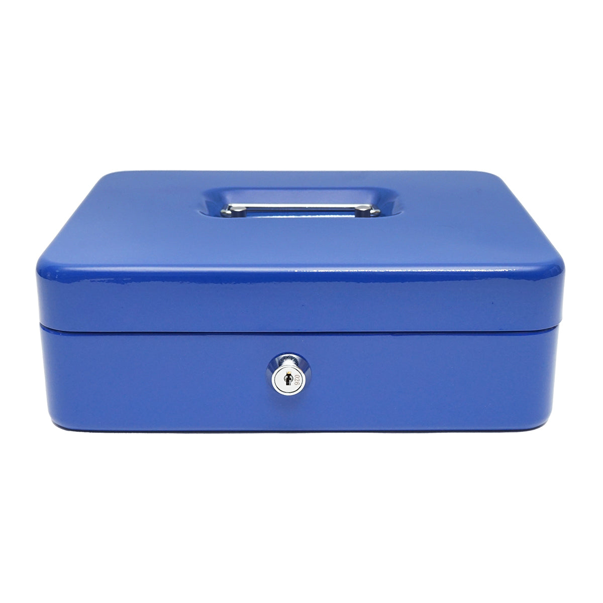 Fém pénztárgép zárral és 2 kulccsal kék 250x200x90mm